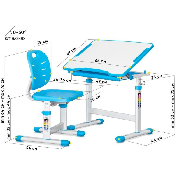 Фото - Комплект мебели школьный Evo-kids Evo-06 Ergo BL